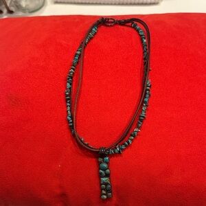 Turquoise Beaded Necklace. Length is 16”